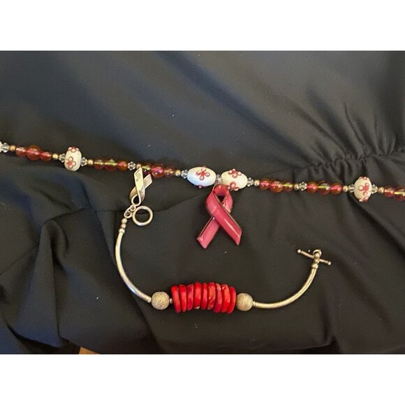 Cause & Charm: Breast Cancer Survivor Gift Set | Murano Beaded Necklace, Sunwest - Picture 4 of 8
